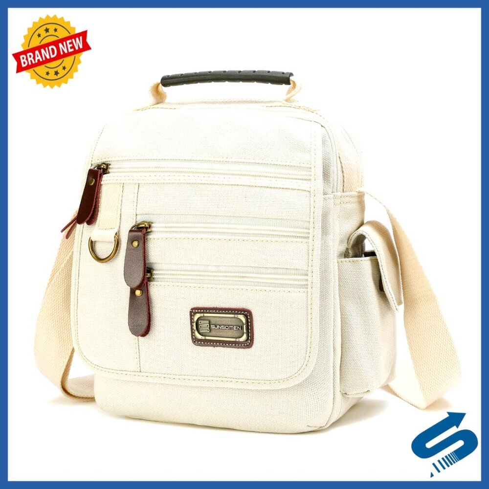 Canvas Messenger Bag Crossbody Work Bag Vintage Multi-Function Adjustable Strap